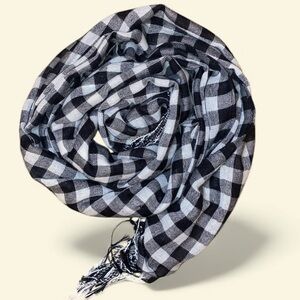 FRINGE FASHION SCARF Large Checkerboard Black and White
66” x 22”